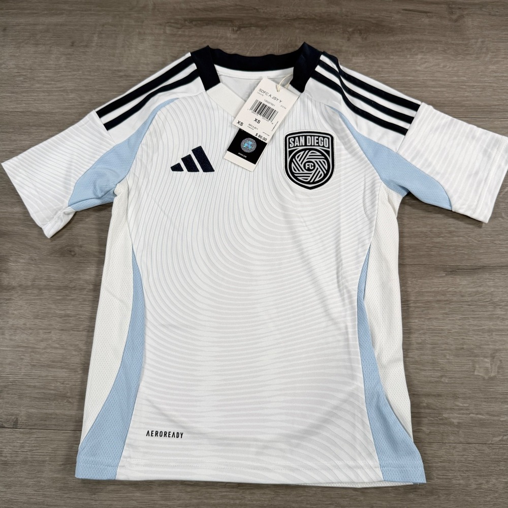 Adidas San Diego FC Jersey White Home MLS Soccer JF2734 Youth XS